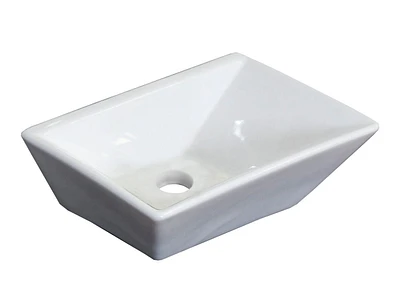 American Imaginations -in. W Wall Mount White Bathroom Vessel Sink For 3H4-in. Left Drilling AI