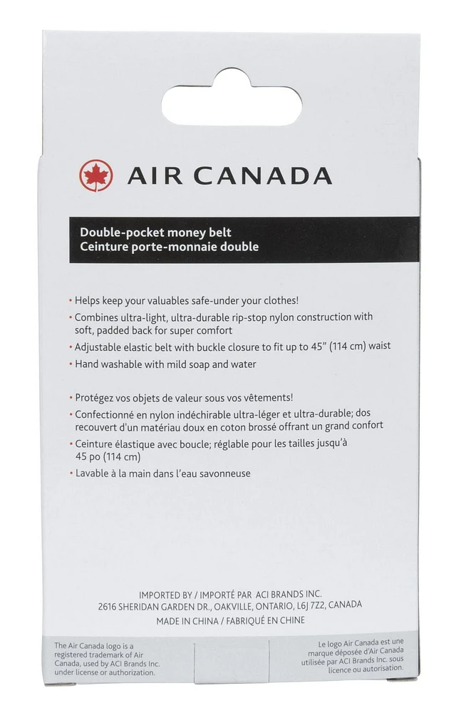 Air Canada Double Pocket Money Belt, Max 45" (114cm)