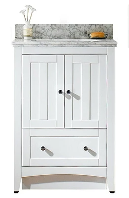 American Imaginations 36-in. W Floor Mount White Vanity Set For 3H8-in. Drilling Bianca Carara Top White UM Sink AI-17515