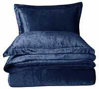 Swift Home Solid Crushed Velvet Duvet Cover Set