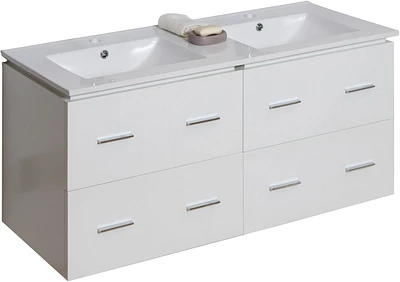 American Imaginations 30.5-in. W Floor Mount White Vanity Set For 1 Hole Drilling Black Galaxy Top White UM Sink AI-741