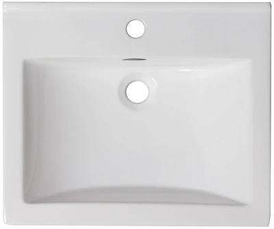 American Imaginations 25.25-in. W Semi-Recessed White Bathroom Vessel Sink For Deck Mount Deck Mount Drilling AI-1319