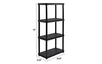 Ramtuff 4-Level Plastic Shelving System 12" x 24", Plastic Shelving Unit (4-Level)