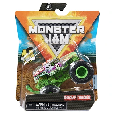 Monster Jam, Monster truck Grave Digger officiel, véhicule en métal moulé, série Legacy Trucks, échelle 1:64