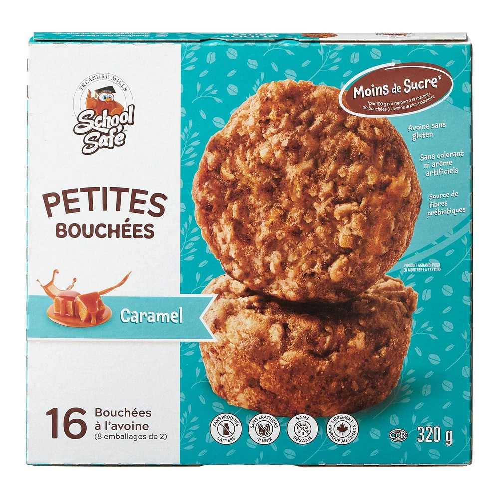 Petites bouchées à l'avoine au caramel School Safe 16 morceaux, total de 320 g