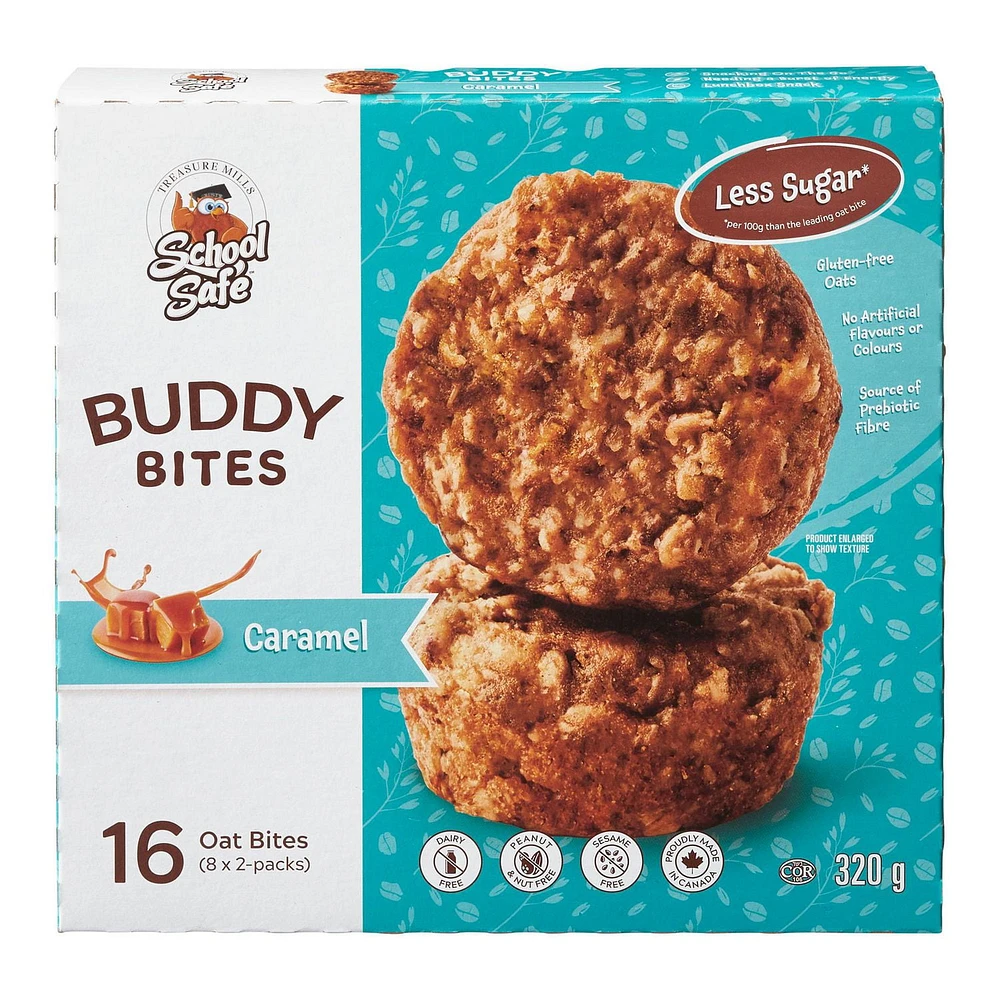 Petites bouchées à l'avoine au caramel School Safe 16 morceaux, total de 320 g