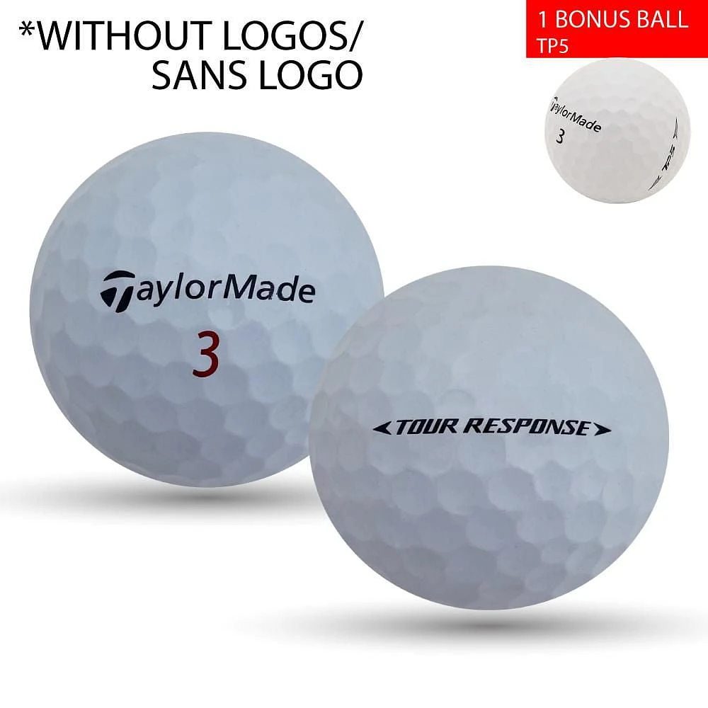 Mulligan - 60 Taylormade Tour Response No Logo 1 Bonus TP5 5A Recycled Used Golf Balls, White