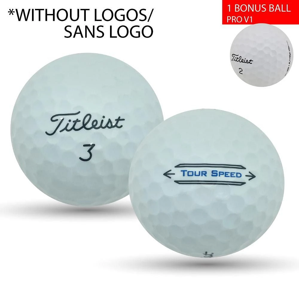 Mulligan - 60 Titleist Tour Speed No Logo 1 Bonus Pro V1 5A Recycled Used Golf Balls, White