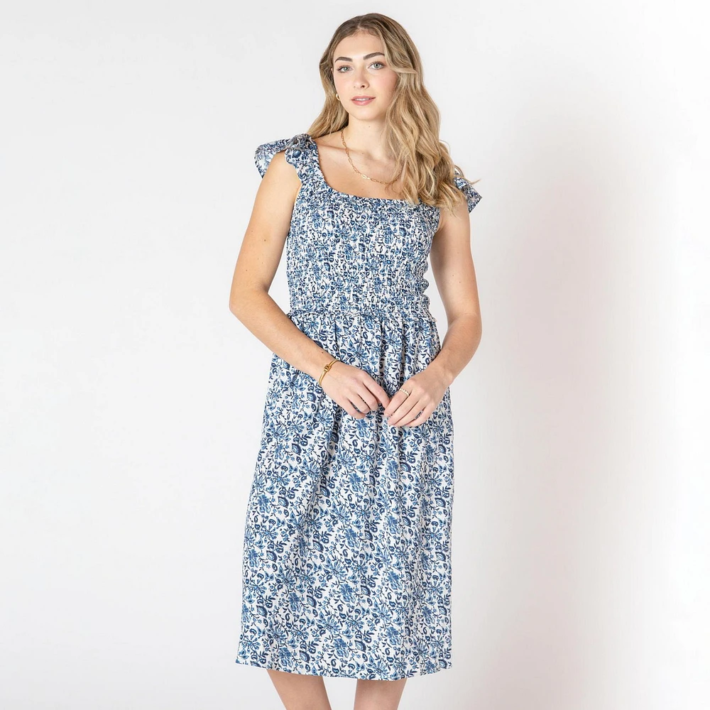 Devoted Robe midi sans manches avec volants sur les épaules