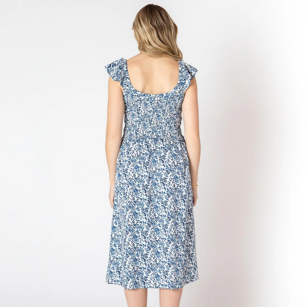 Devoted Robe midi sans manches avec volants sur les épaules