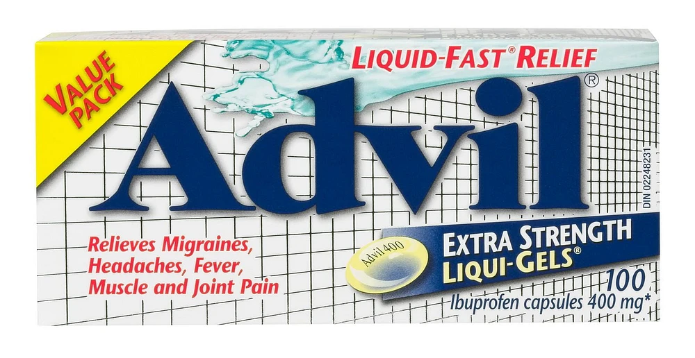 Advil Extra Strength Liqui-Gels for Headaches, Migraines, and Pain Relief, 400 mg Ibuprofen, 100 Count, 100 Count