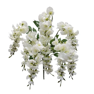 Mainstays 20 inch Artificial Flower, Wisteria Bouquet, White Color. Indoor Use., Mainstays White Wisteria Bouquet