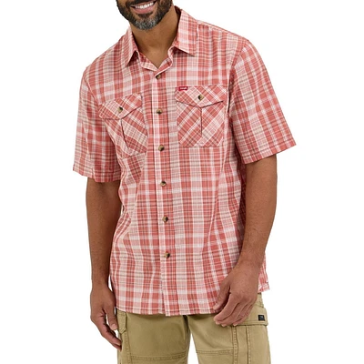 Wrangler Men's Short Sleeve Plaid Shirt, Short Sleeve Plaid
