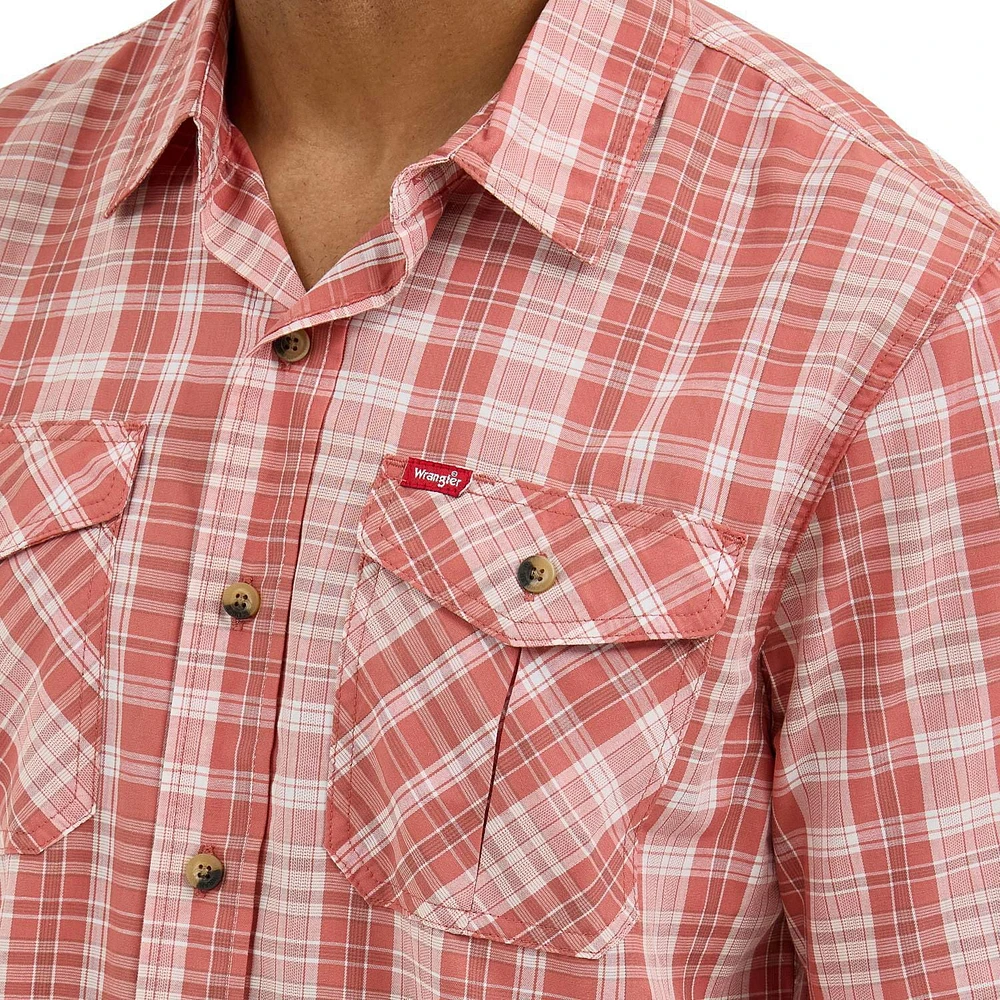Wrangler Men's Short Sleeve Plaid Shirt, Short Sleeve Plaid