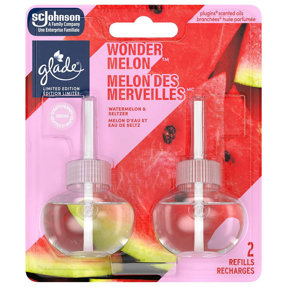 Glade Plugins® Air Freshener Oil Refill, Wonder Melon™, 2 Refills