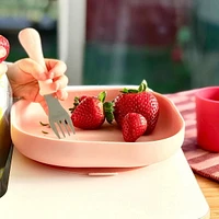 Assiette silicone ventouse rose clair
