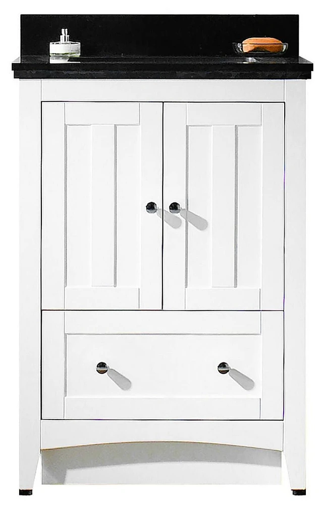 American Imaginations -in. W Floor Mount White Vanity Set For 3H4-in. Drilling Black Galaxy Top White UM Sink AI