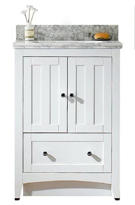 American Imaginations -in. W Floor Mount White Vanity Set For 1 Hole Drilling Bianca Carara Top White UM Sink AI