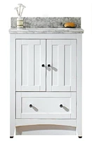 American Imaginations -in. W Floor Mount White Vanity Set For 1 Hole Drilling Bianca Carara Top White UM Sink AI