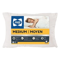 Sealy Medium Support Stomach and Back Sleeper Cotton Cover Machine Washable Bed Pillow 2 Pack