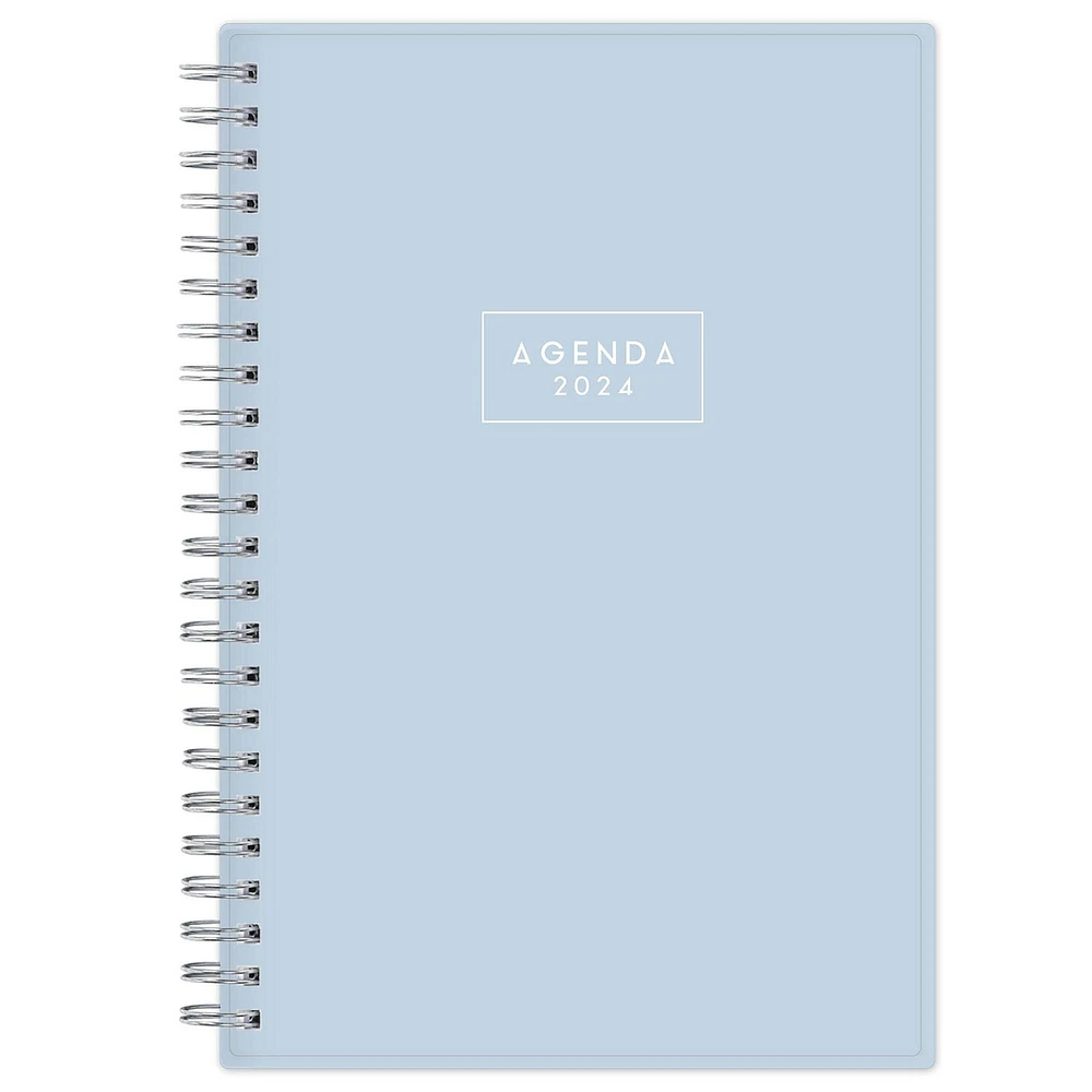 2024 Weekly Monthly Planner, 5x8, Blue Sky, Solid Morning Blue