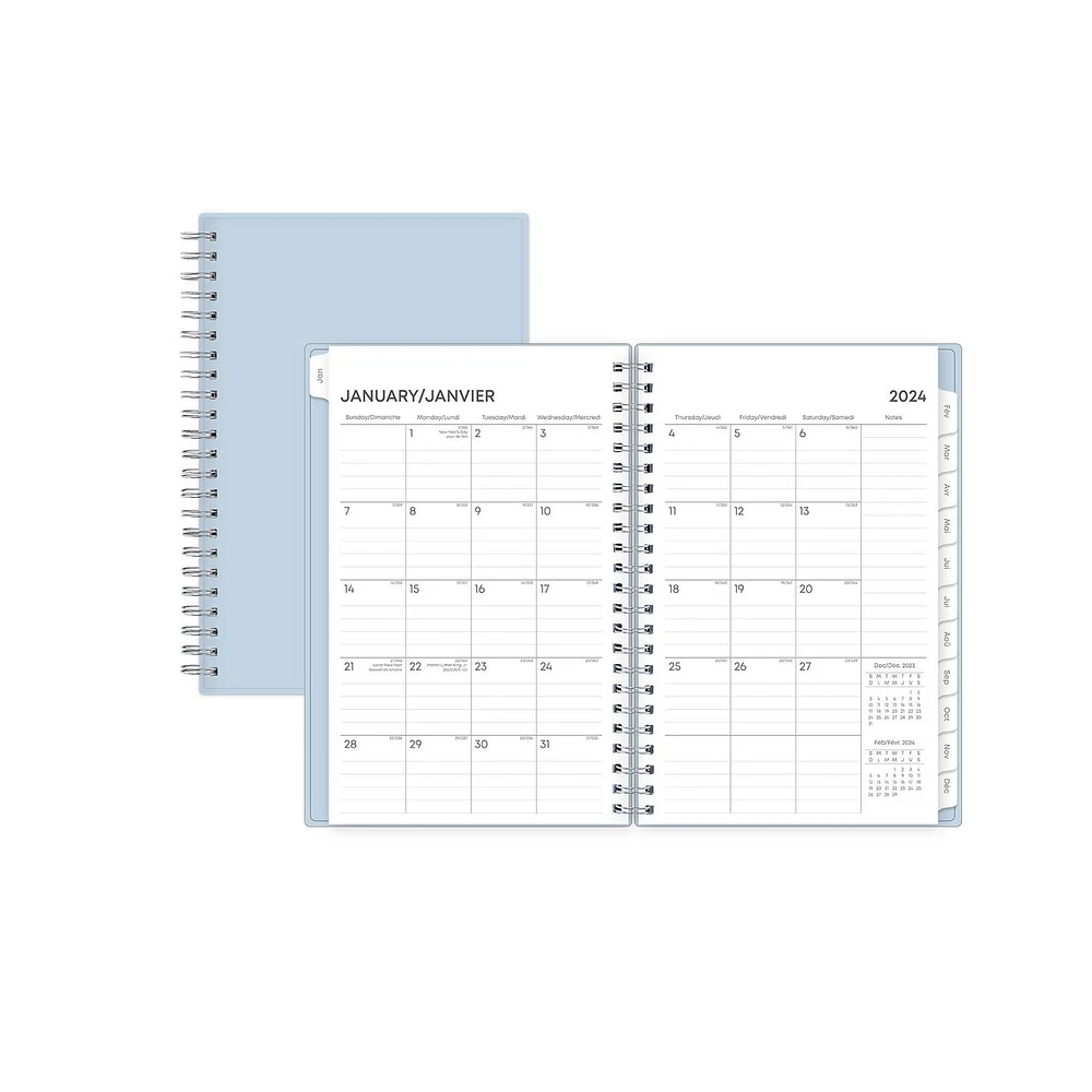 2024 Weekly Monthly Planner, 5x8, Blue Sky, Solid Morning Blue