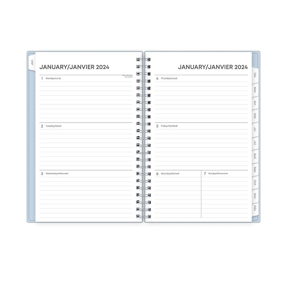 2024 Weekly Monthly Planner, 5x8, Blue Sky, Solid Morning Blue