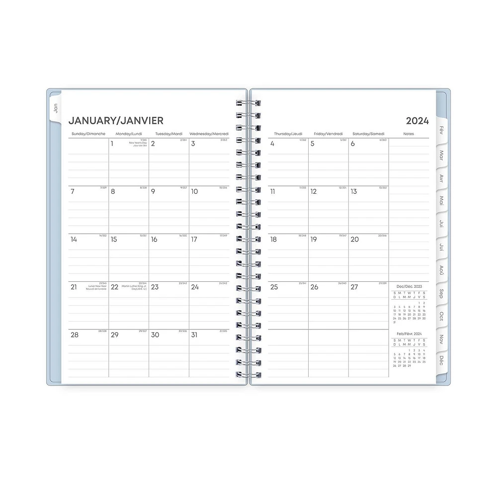 2024 Weekly Monthly Planner, 5x8, Blue Sky, Solid Morning Blue