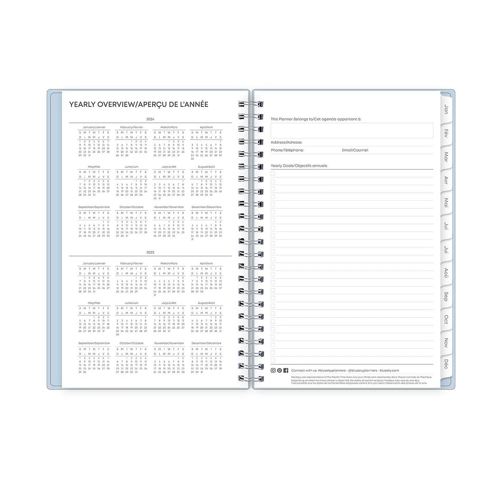 2024 Weekly Monthly Planner, 5x8, Blue Sky, Solid Morning Blue