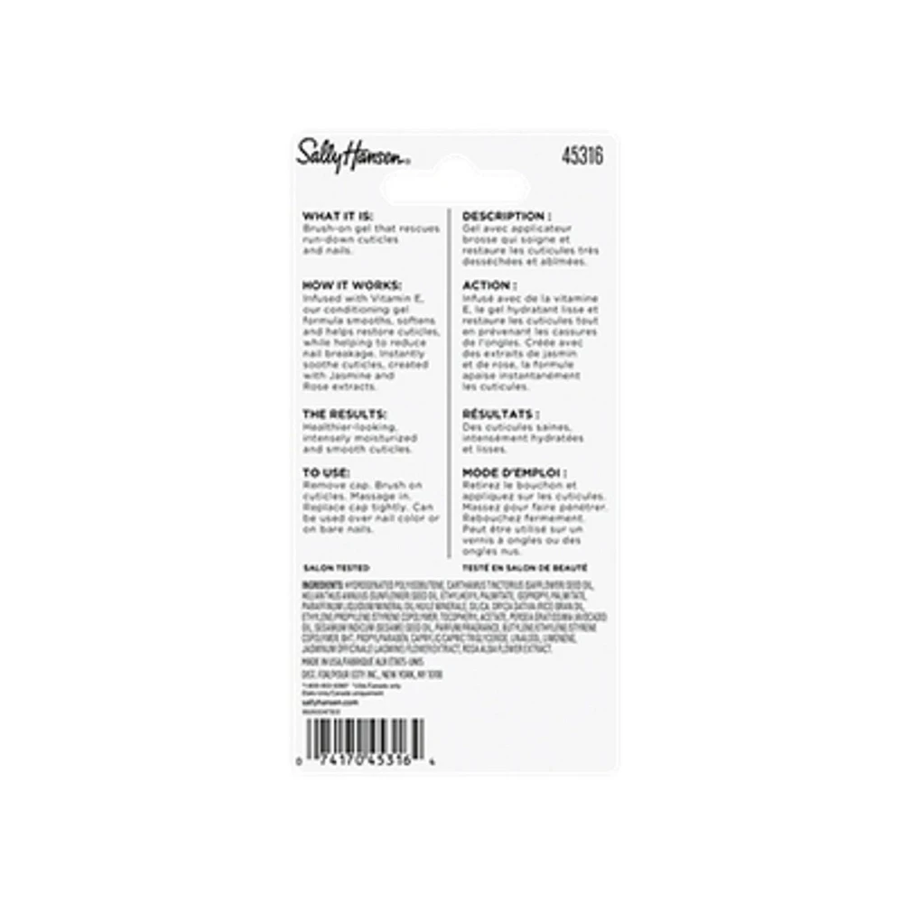 Sally Hansen Cuticle Rehab™, softens & helps restore cuticles, with Vitamin E, Jasmine and Rose extracts, conditioning formula, reduce nail breakage, Restores cuticles