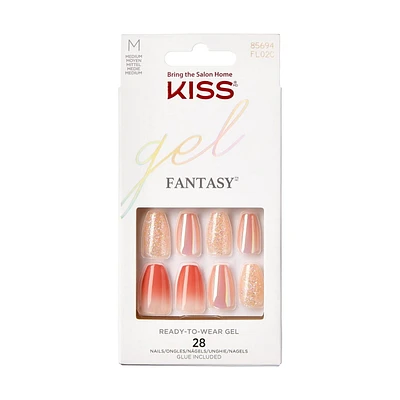 KISS Gel Fantasy - Problem Solved - Fake Nails, 28 Count, Medium