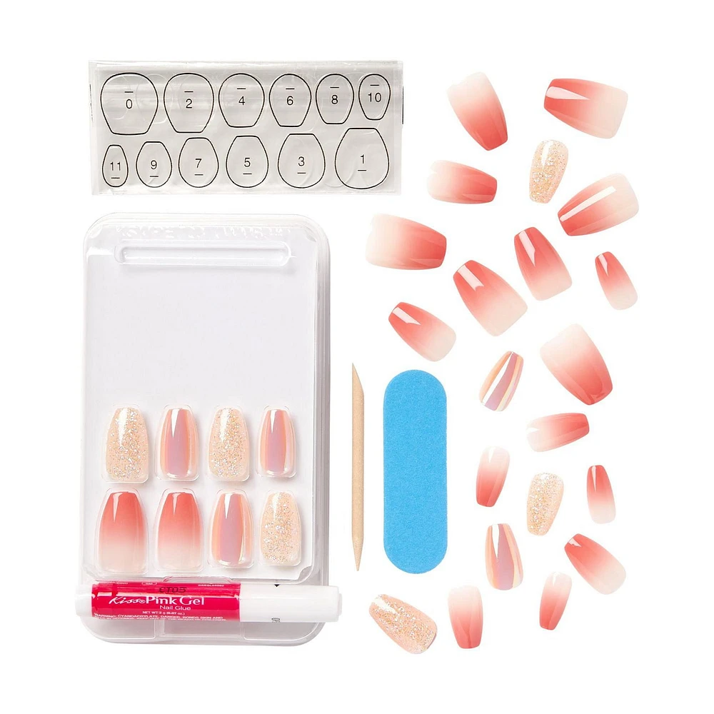 KISS Gel Fantasy - Problem Solved - Fake Nails, 28 Count, Medium