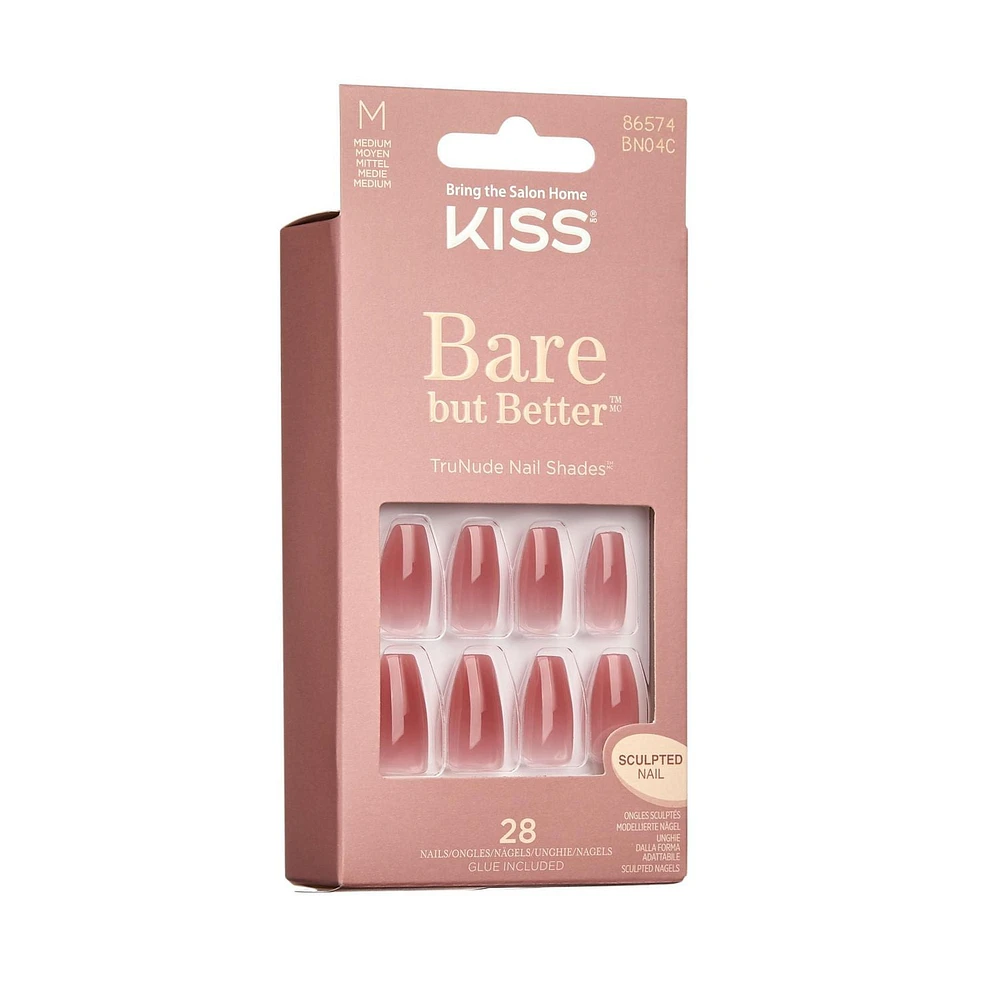 KISS Bare but Better Nails - Fake Nail, 28 Count, Short, Ready-to-wear