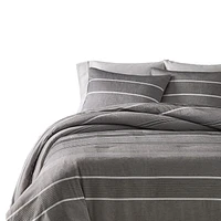 HomeTrends Riva Grey Jacquard Stripe 3 Piece Comforter Set, Sizes: Double/Queen & King