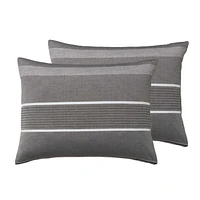 HomeTrends Riva Grey Jacquard Stripe 3 Piece Comforter Set, Sizes: Double/Queen & King