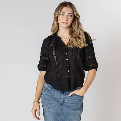 Devoted short sleeve button up blouse