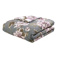 HomeTrends Grey/Plum Reversible Floral Printed 3 Piece Comforter Set, Sizes: Double/Queen & King