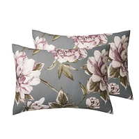 HomeTrends Grey/Plum Reversible Floral Printed 3 Piece Comforter Set, Sizes: Double/Queen & King