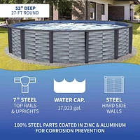 Affinity 27-ft Round 52-in Deep 7-in Top Rail Resin Swimming Pool Package