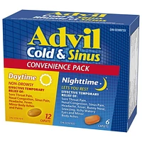 Advil Cold & Sinus Daytime/Nighttime Convenience Pack with Fever Relief, Nasal Decongestant, and Antihistamine, 18 Count