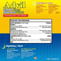 Advil Cold & Sinus Daytime/Nighttime Convenience Pack with Fever Relief, Nasal Decongestant, and Antihistamine, 18 Count
