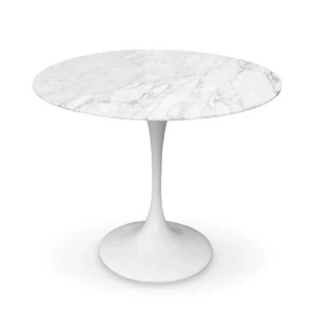 WHITE MARBLE TULIP BASE DINING TABLE 35"Carrera Marble,Kitchen Table for 4-6 Persons