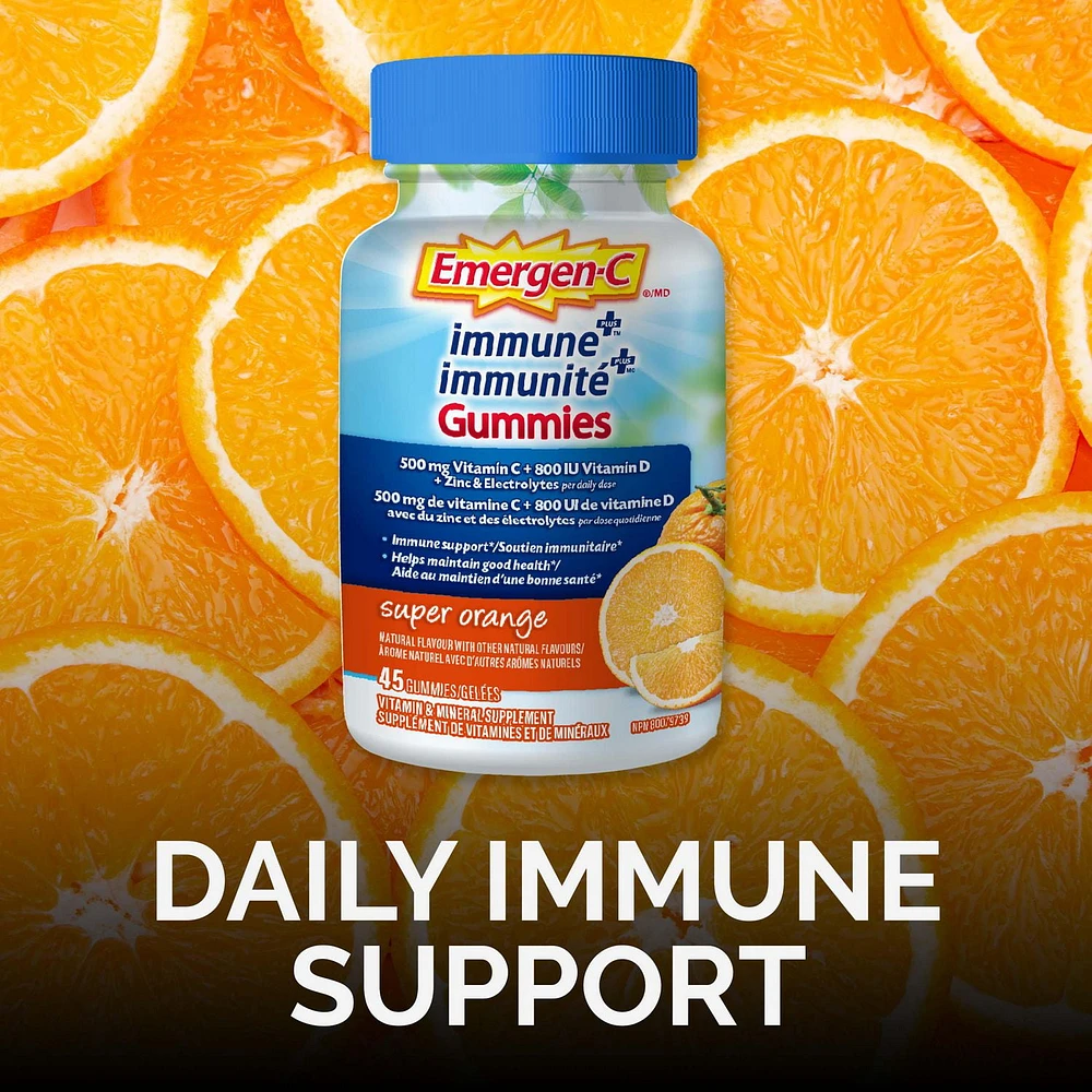 EMERGEN-C Immune+ Gummies (Super Orange flavour), 45 ct, EMERGEN-C Immune+ Gummies, 45 ct