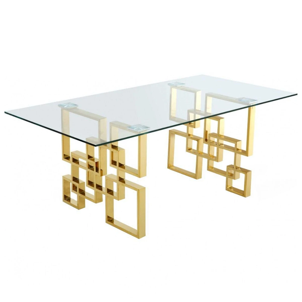 Dina Glass Dining Table in Gold