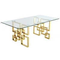 Dina Glass Dining Table in Gold