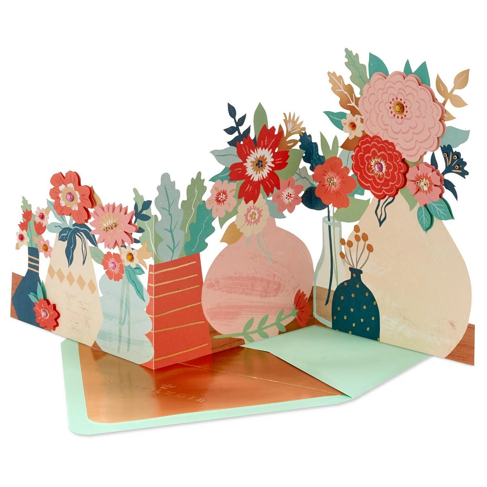 Hallmark Signature Blank Card for Women (Displayable Accordion Fold Flowers)