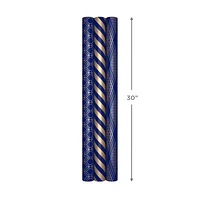 Hallmark All Occasion Wrapping Paper Bundle with Cut Lines on Reverse - Dark Blue and Gold Stripes (3-Pack: 105 sq. ft. ttl.) 