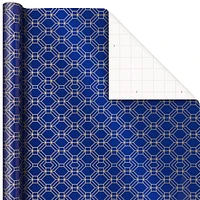 Hallmark All Occasion Wrapping Paper Bundle with Cut Lines on Reverse - Dark Blue and Gold Stripes (3-Pack: 105 sq. ft. ttl.) 