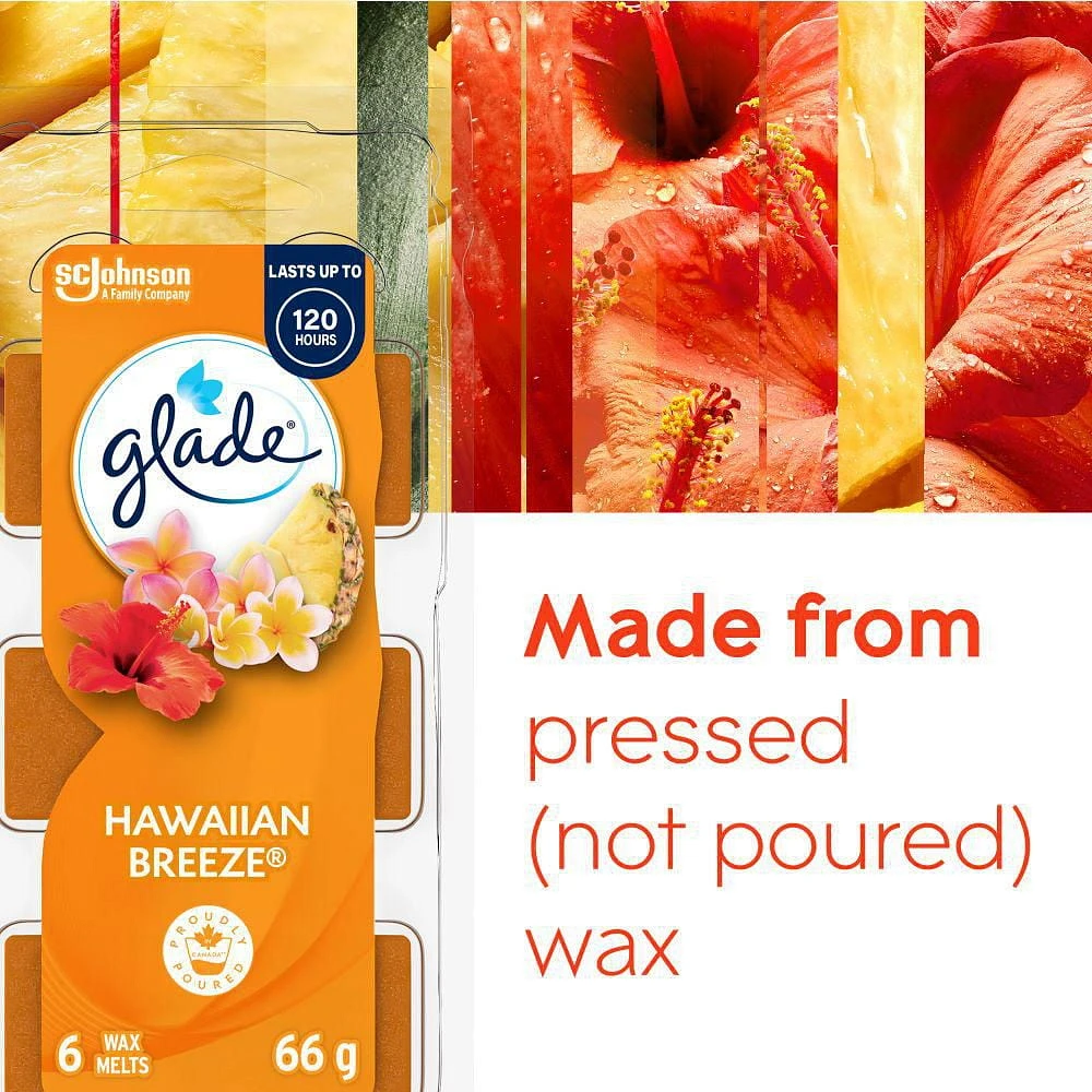 Glade® Wax Melt Air Freshener Refills, Hawaiian Breeze, 6 Melts