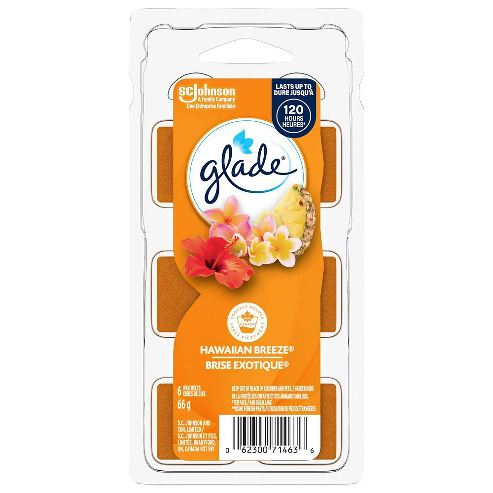 Glade® Wax Melt Air Freshener Refills, Hawaiian Breeze, 6 Melts